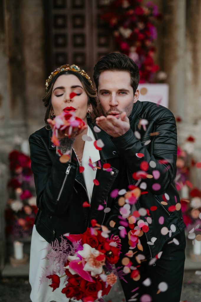 Viva magenta wedding styling at Elmore Court | Love Story Inspiration UK wedding blog