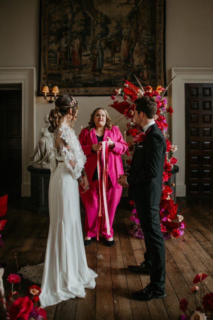 Viva magenta wedding styling at Elmore Court | Love Story Inspiration UK wedding blog