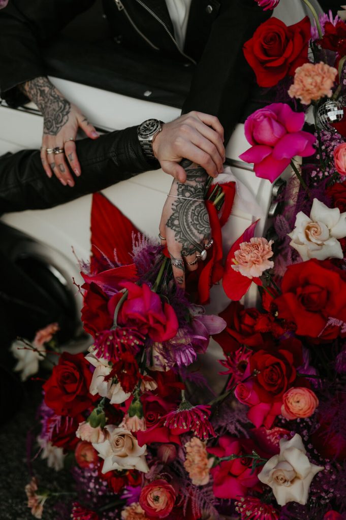 Viva magenta wedding styling at Elmore Court | Love Story Inspiration UK wedding blog