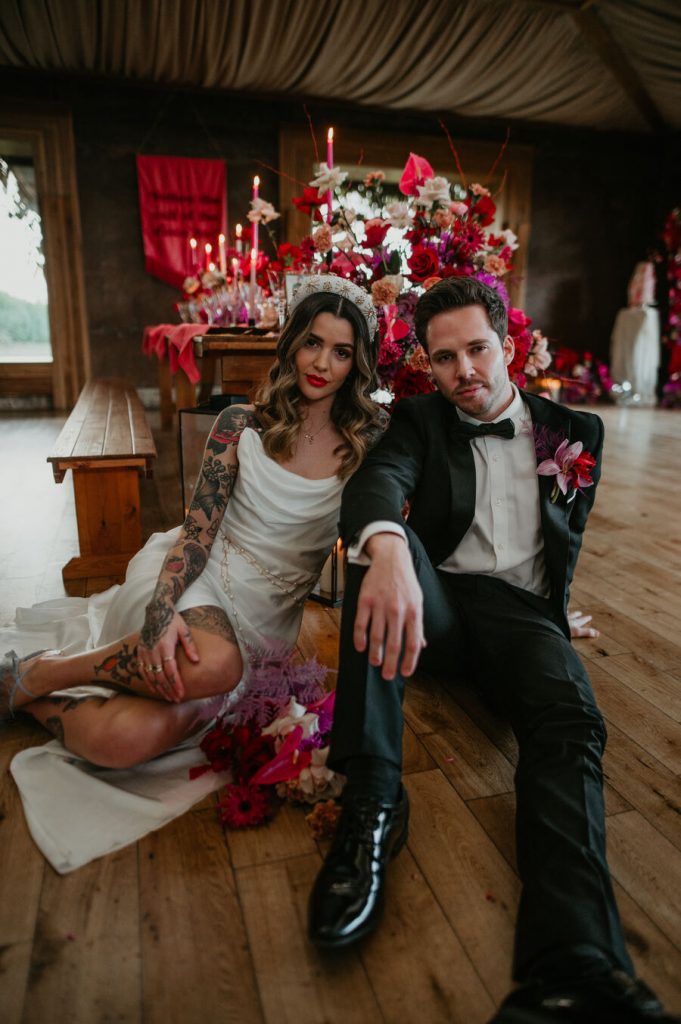 Viva magenta wedding styling at Elmore Court | Love Story Inspiration UK wedding blog