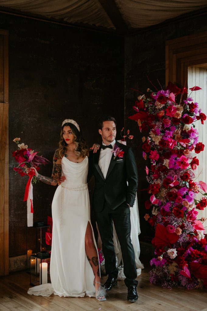 Viva magenta wedding styling at Elmore Court | Love Story Inspiration UK wedding blog