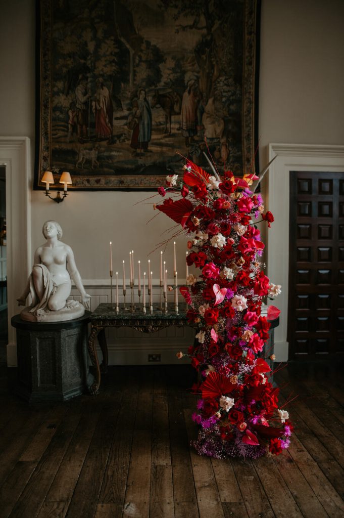 Viva Magenta colour theme for rock and roll meets disco wedding at Elmore Court | Mark Horton Photos