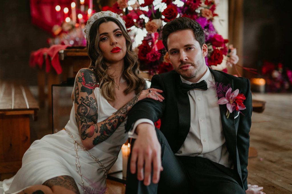 Viva magenta wedding styling at Elmore Court | Love Story Inspiration UK wedding blog