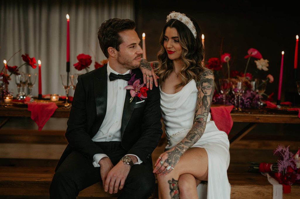 Viva magenta wedding styling at Elmore Court | Love Story Inspiration UK wedding blog