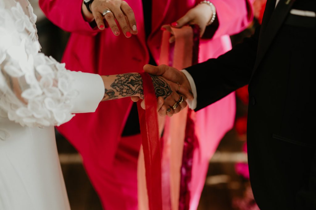 Viva magenta wedding styling at Elmore Court | Love Story Inspiration UK wedding blog