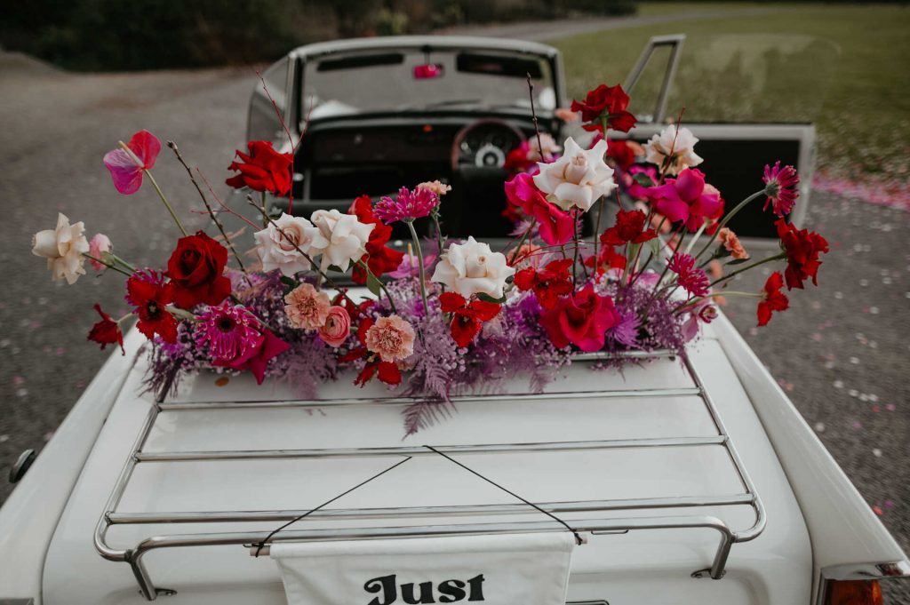 Viva magenta wedding styling at Elmore Court | Love Story Inspiration UK wedding blog