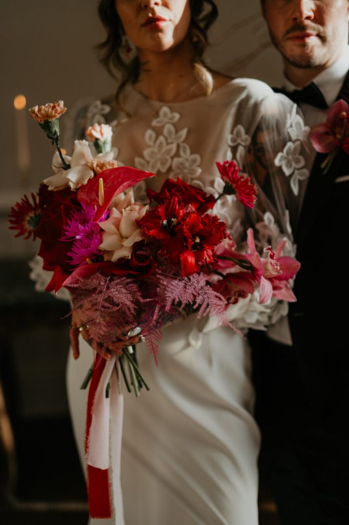 Viva magenta wedding styling at Elmore Court | Love Story Inspiration UK wedding blog