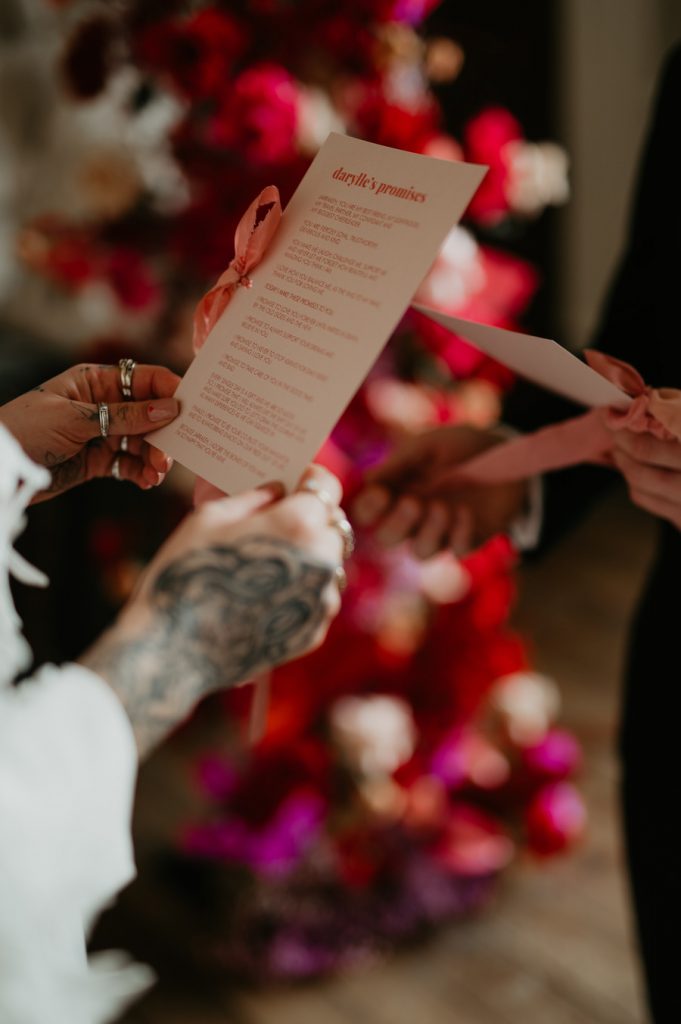 Viva magenta wedding styling at Elmore Court | Love Story Inspiration UK wedding blog