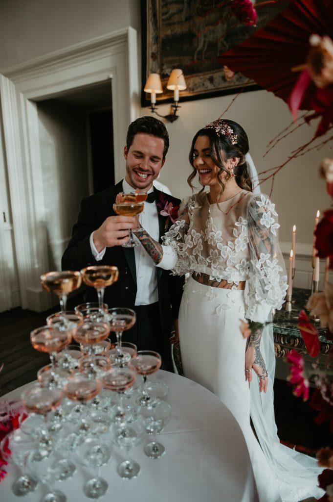 Rock'n'roll meets Disco party wedding vibes with a Viva Magenta palette