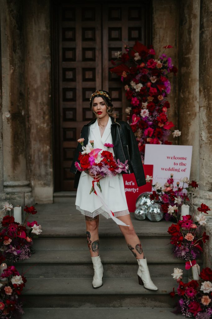 Rock'n'roll meets Disco party wedding vibes with a Viva Magenta palette