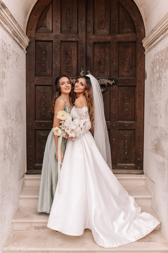 Bride Roxy looking stunning in a custom Eva Lendel dress