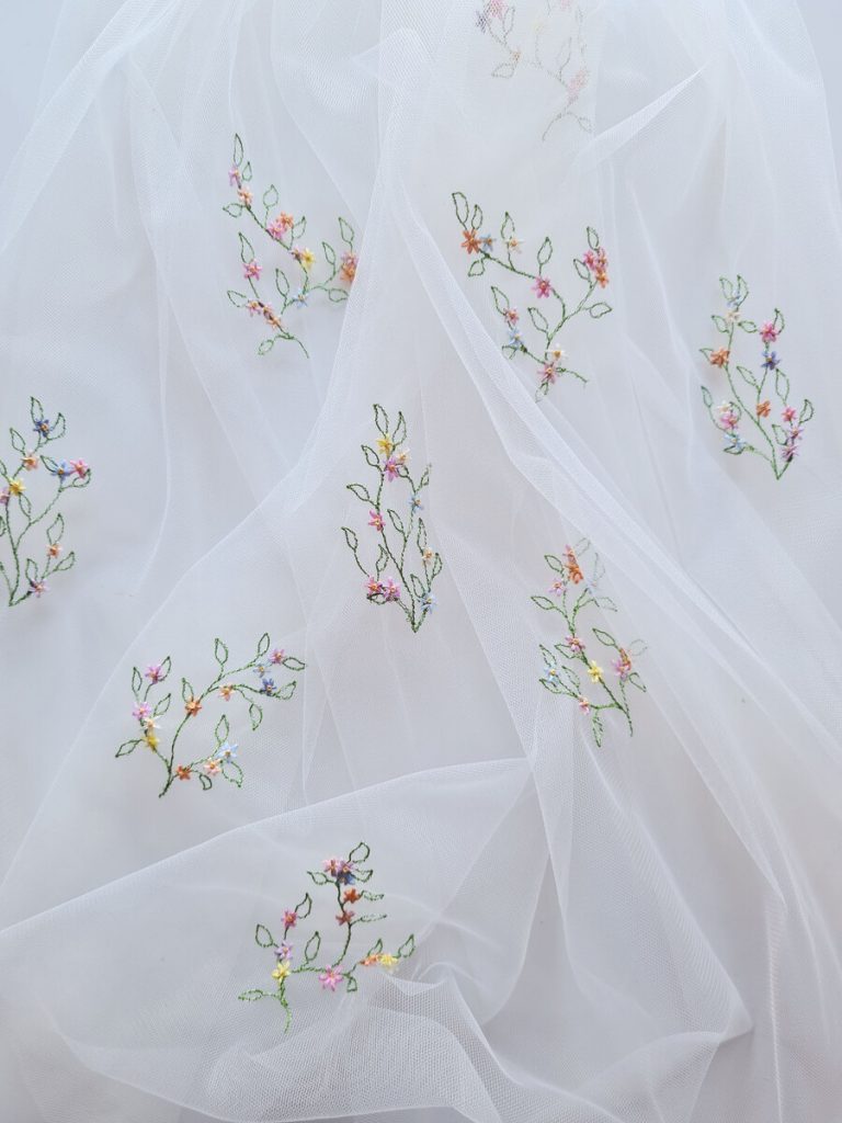 Amelia Embroidered Floral Colourful Veil Close Up Natasha Nicole Studio