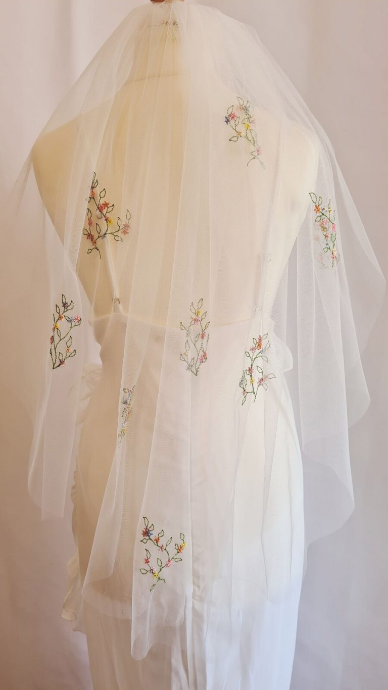 Amelia Embroidered Floral Colourful Veil Natasha Nicole Studio