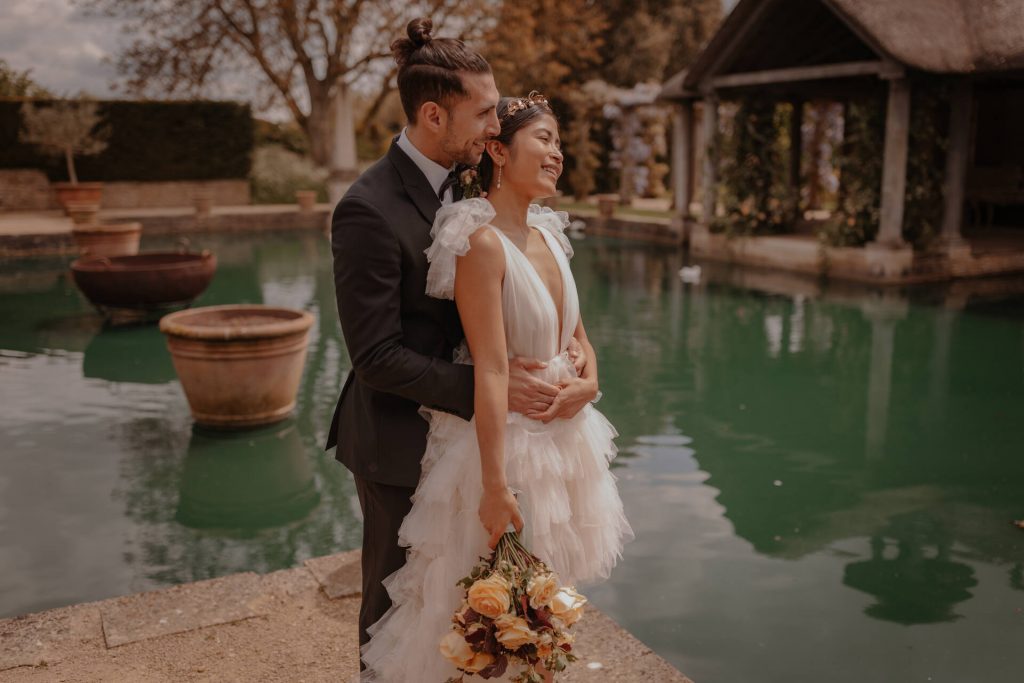 Peaches and cream wedding styling at Eurudge Manor embodying Italian wedding vibes
