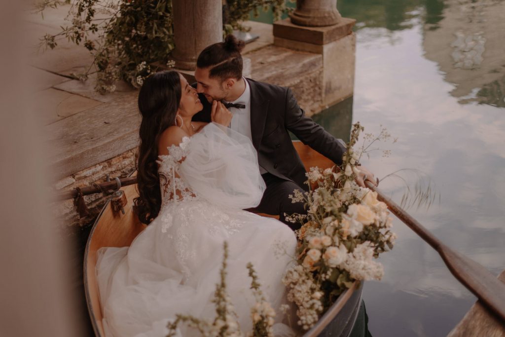 Peaches and cream wedding styling at Eurudge Manor embodying Italian wedding vibes