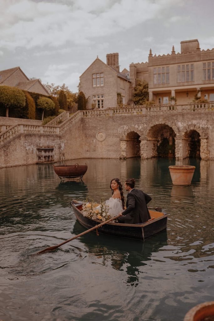 Peaches and cream wedding styling at Eurudge Manor embodying Italian wedding vibes