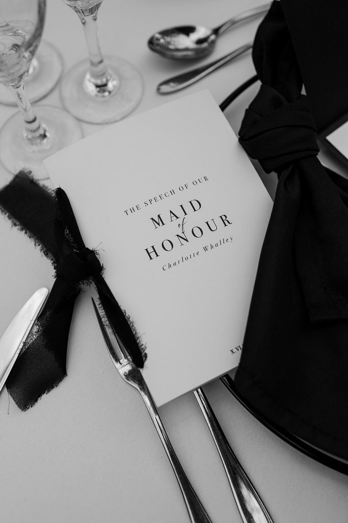 Minimalist monochrome styling for an elegantly luxe summer celebration at Tortworth Court