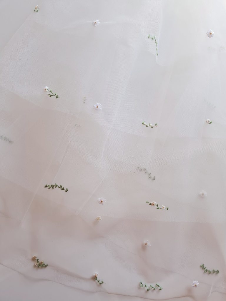 Tiered Meadow Hand Embroidered Daisy Veil Natasha Nicole Studio