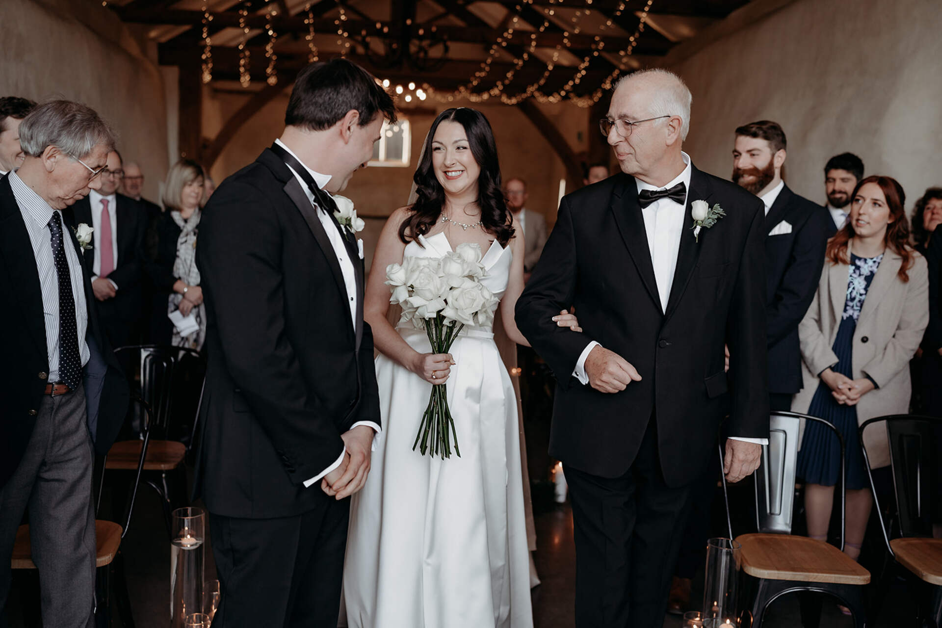 Adorable ceremony moments at Upton Barn during Rebecca + Jeremy's winter wedding