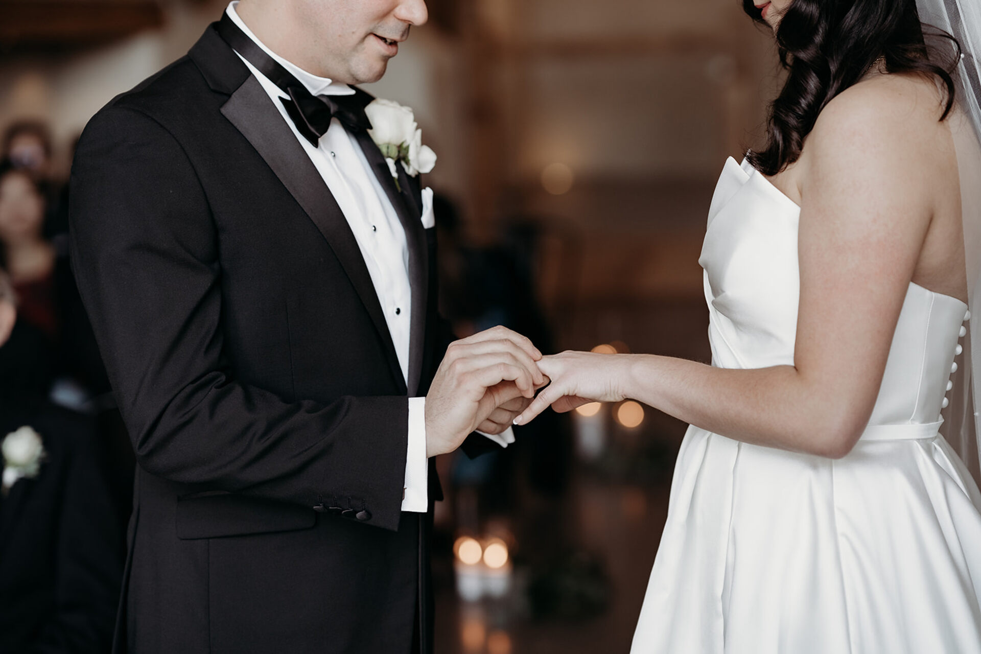 Adorable ceremony moments at Upton Barn during Rebecca + Jeremy's winter wedding
