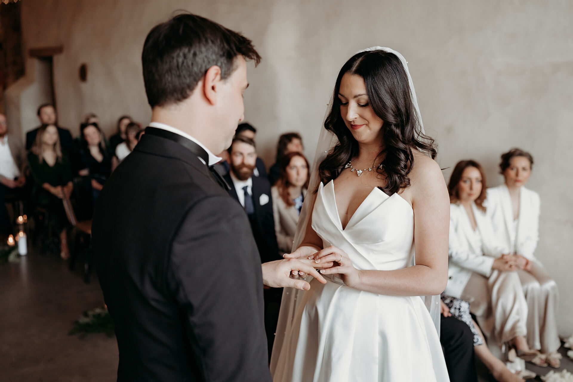 Adorable ceremony moments at Upton Barn during Rebecca + Jeremy's winter wedding