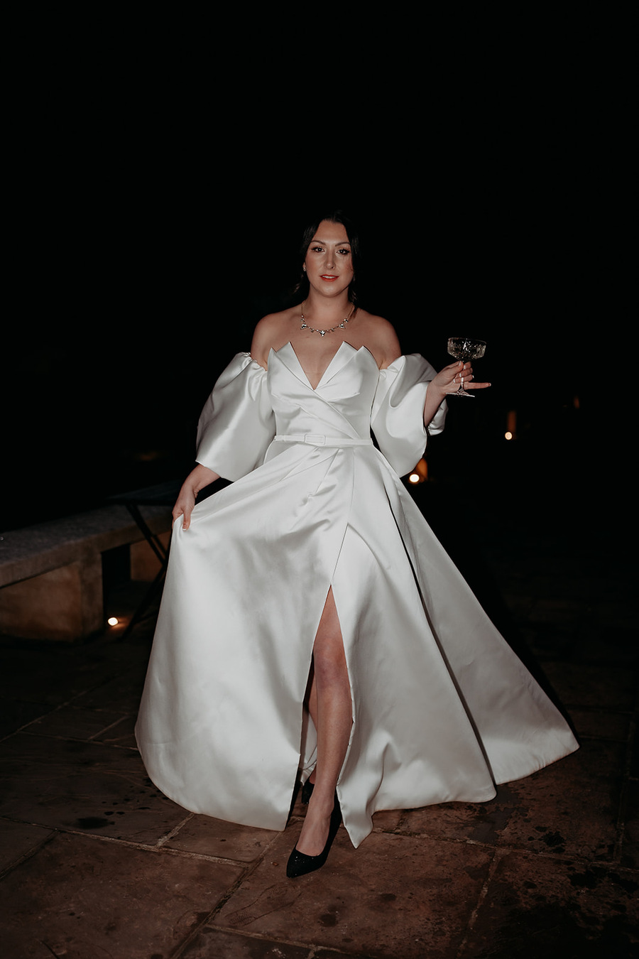 Bride Rebecca of Rebecca Anne Designs wearing her own bespoke veil, teamed with a Suzanne Neville wedding gown and Tilly Thomas Lux accessories