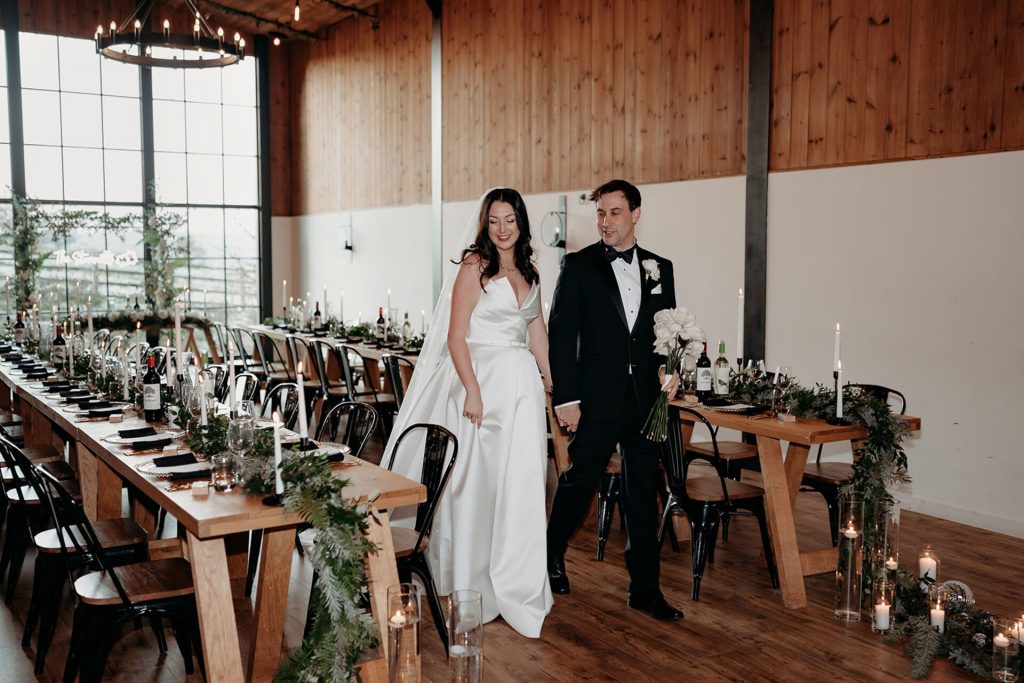 Winter wedding with roses and two bespoke veils