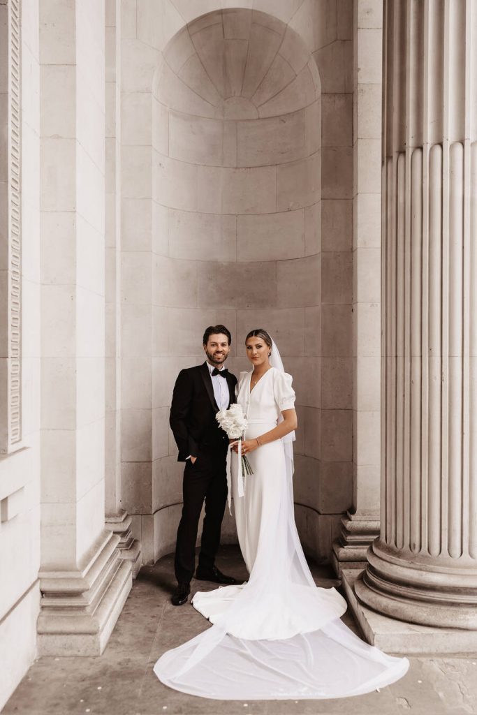 An intimate, elegant wedding at Pavilion Club, Knightsbridge with a chic, stylish bride wearing BON BRIDÉ