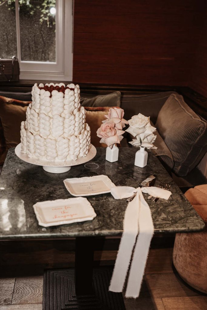 An intimate, elegant wedding at Pavilion Club, Knightsbridge with a chic, stylish bride wearing BON BRIDÉ