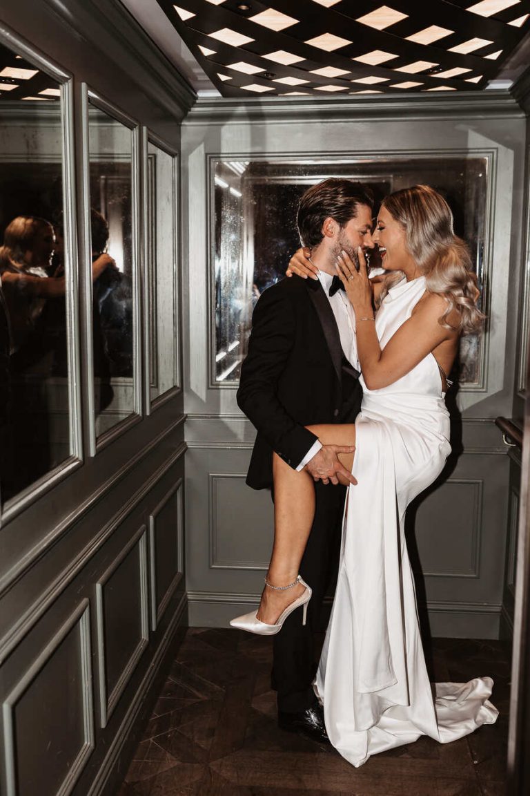 An elegant summer city wedding at Pavilion Club Knightsbridge and a bride in BON BRIDÉ