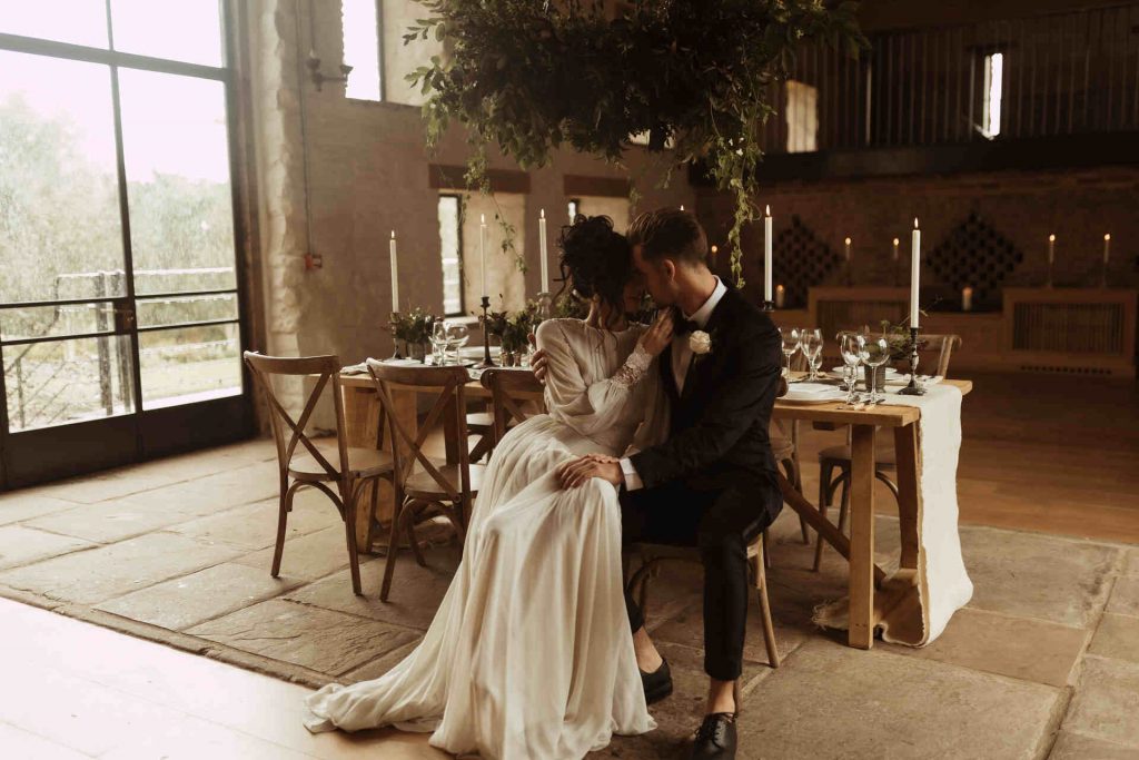 A candlelit wedding at Llantilio House, Wales