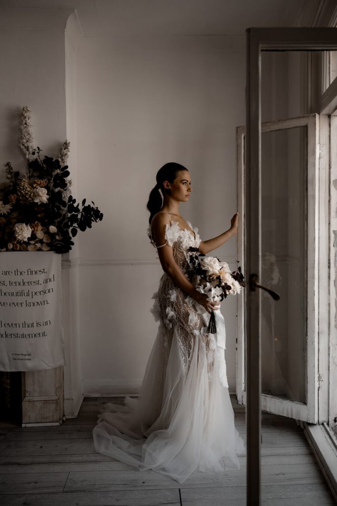An elegant city wedding styled shoot featuring Milla Nova gowns as inspired by New York Bridal Fashion Week