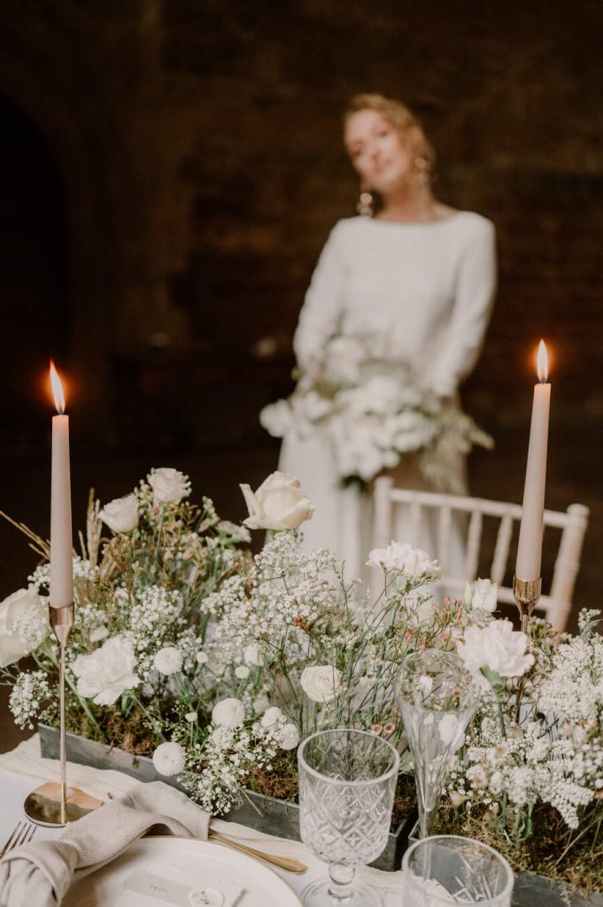 Elegant all white wedding inspiration for the modern bride at Gloucestershire's historic Blackfriars Priory
