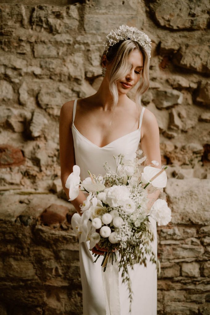 Elegant all white wedding inspiration for the modern bride at Gloucestershire's historic Blackfriars Priory