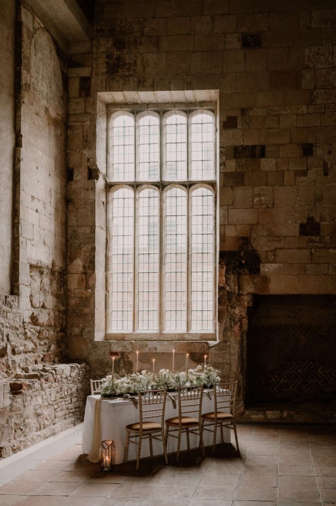 Elegant all white wedding inspiration for the modern bride at Gloucestershire's historic Blackfriars Priory