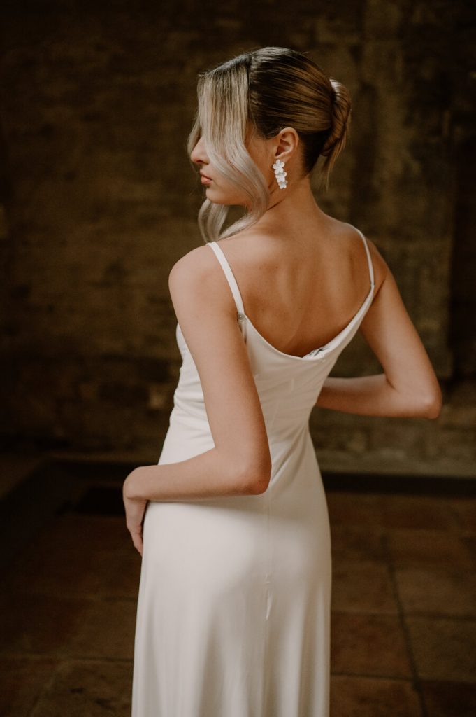 An all white bridal look embodying an elegant less is more approach