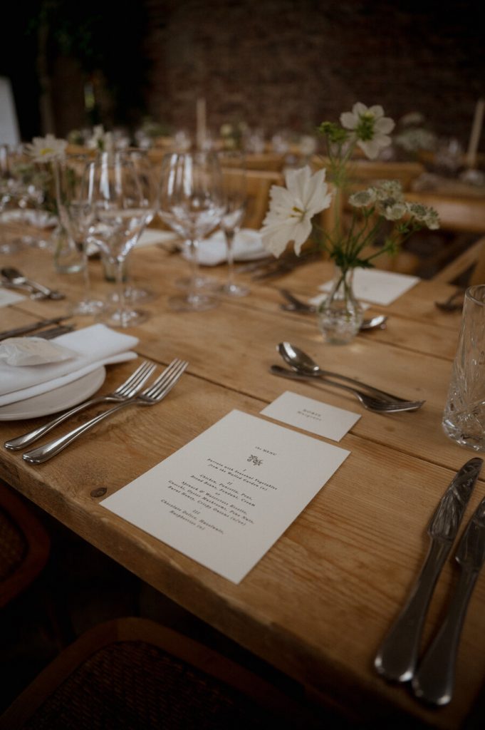Minimalist, design-led, contemporary styling for a romantic wedding at North Yorkshire's Middleton Lodge