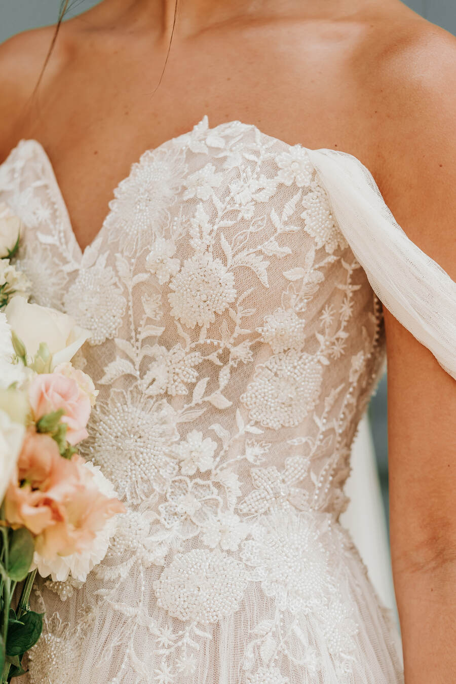 A romantic, elegant bridal look for a nude luxe wedding aesthetic at Hodsock Priory