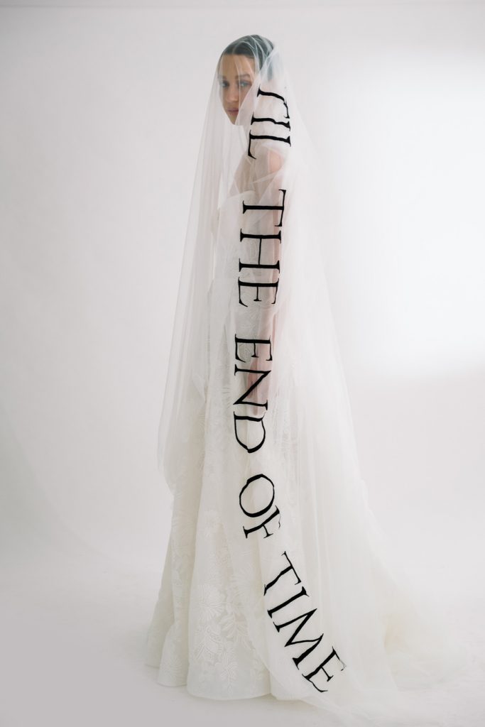 A boldly elegant bespoke wedding veil for the modern bride
