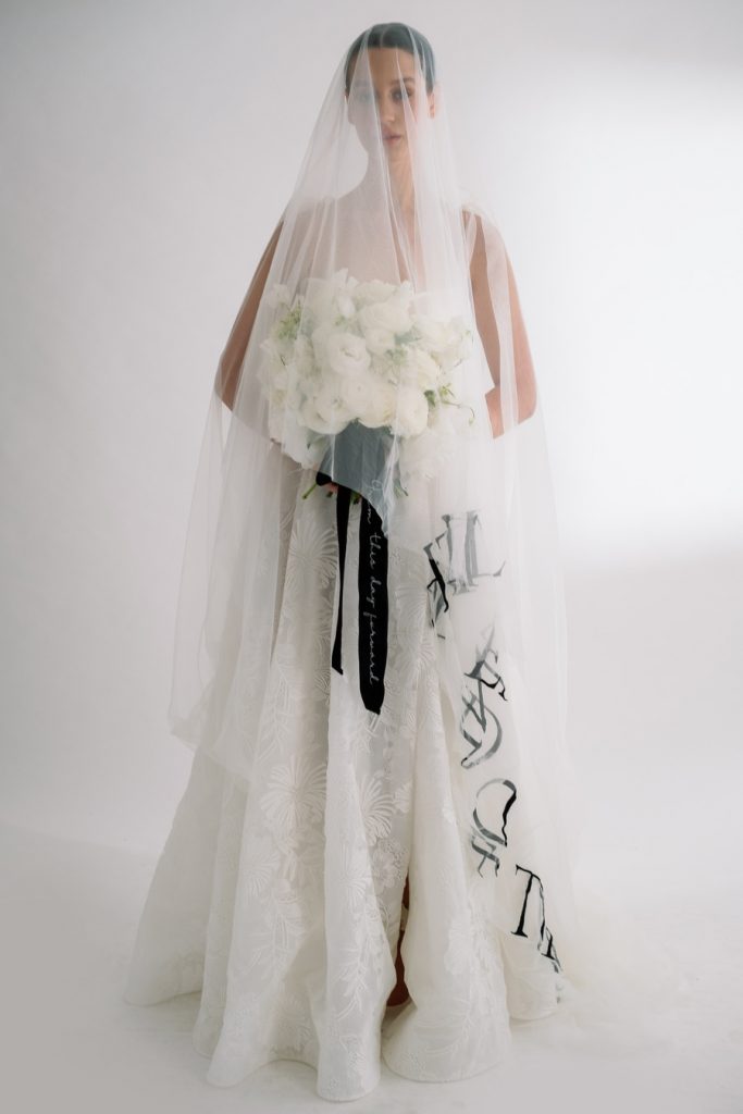 A boldly elegant bespoke wedding veil for the modern bride