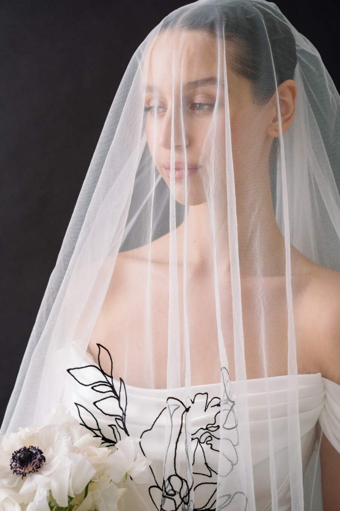 A boldly elegant bespoke wedding veil for the modern bride