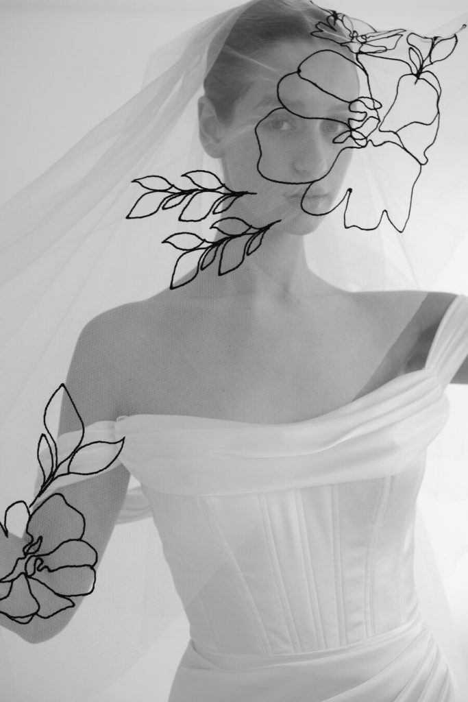 A boldly elegant bespoke wedding veil for the modern bride