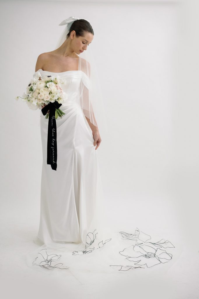 A boldly elegant bespoke wedding veil for the modern bride