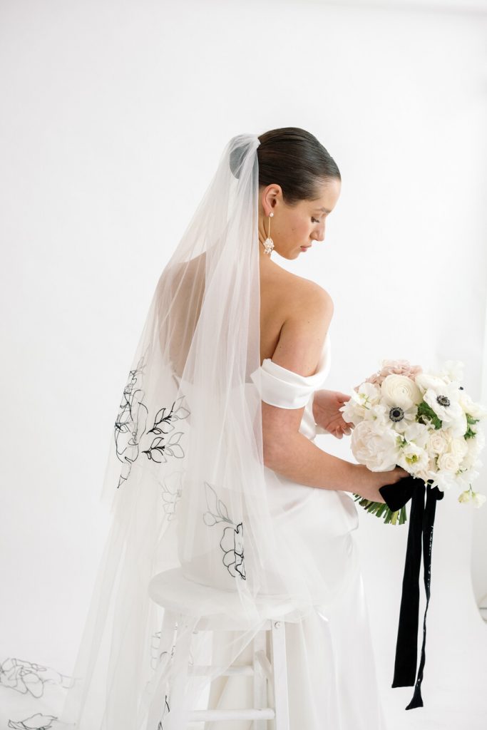 A boldly elegant bespoke wedding veil for the modern bride