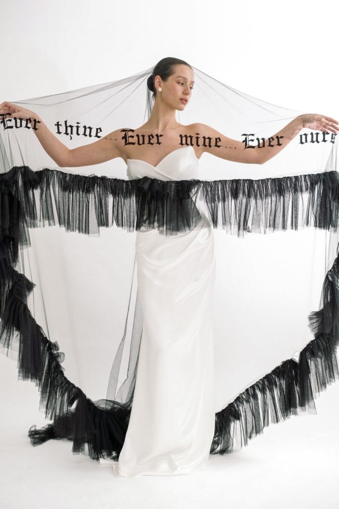 A boldly elegant bespoke wedding veil for the modern bride